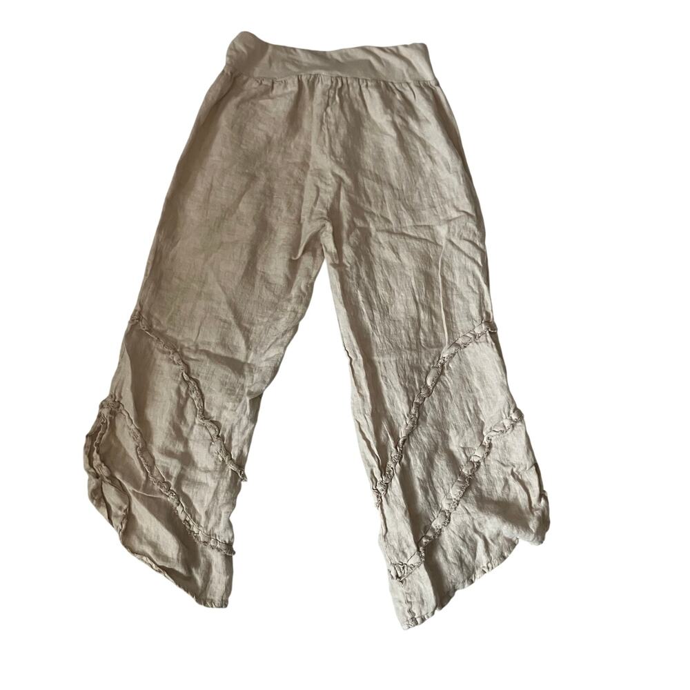 Belle France 100% Linen Boho Pants Made In Italy Natural Flowy Gorpcore M